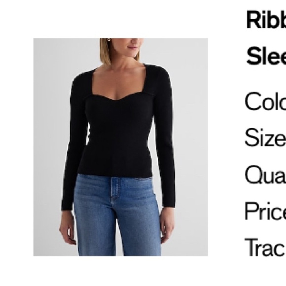 EXPRESS 🖤 Ribbed Sweetheart Neckline Long Sleeve Sweater - Picture 8 of 8